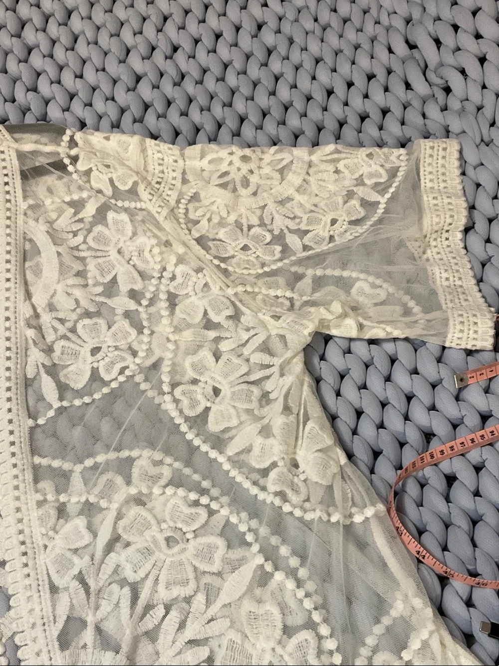 Umgee White Floral Lace Sheer Kimono Robe